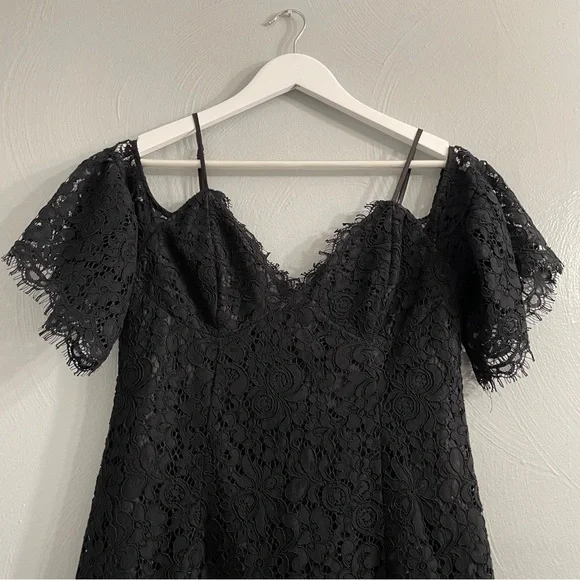 Bardot Karlie Lace Off-The-Shoulder Dress knee length black size Medium cocktail - Picture 7 of 16